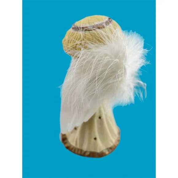 Ceramic Angel holding bird multi color light up wings 8" Sparkle Dress - Picture 7 of 8